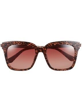 DIFF Bella Sunglasses Animal Print Gold Frame Brown Gradient Lens Square NWT